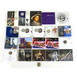 A collection of twenty one uncirculated £5 coins, twenty of which are in Royal Mint commemorative