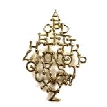 A contemporary 9ct gold 'alphabet' pendant, of diamond outline formed of all the letters of the