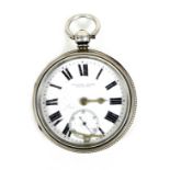 An Edwardian silver English lever open faced pocket watch, by Charles Simms of Stamford, key wind,