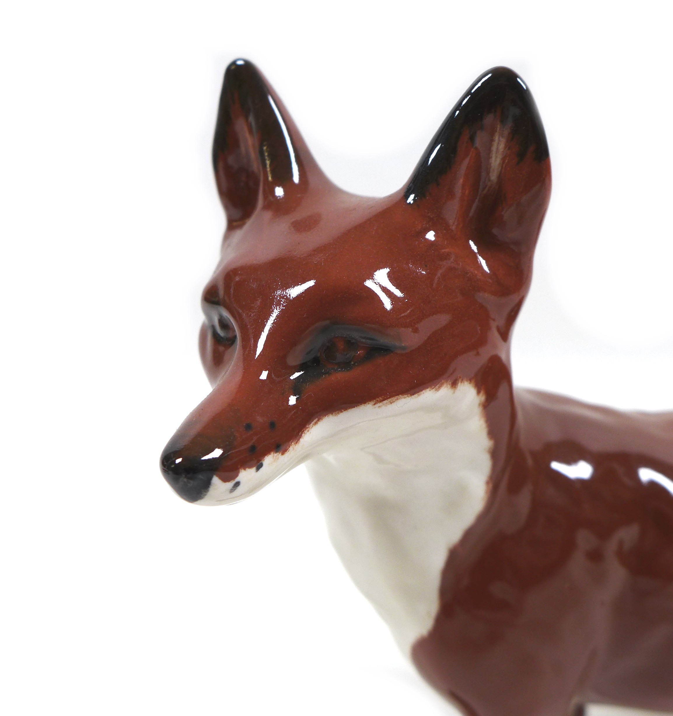 Three Beswick fox figurines, comprising 'Fox- standing', model 1440, red-brown and white - gloss, - Image 4 of 9