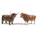 Two Beswick Bulls, comprising a 'Guernsey Bull Ch. "Sabrina's Sir Richmond 14th"', model 1451, tan