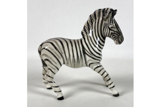 A Beswick 'Zebra', version two, model 845B, white with black stripes - gloss, 18.4cm high - Image 5 of 18