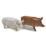 Two pig figurines, comprising a Beswick 'Sow CH. "Wall Queen 40th" ', model 1452A, white - gloss,
