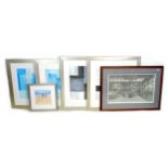 A collection of six prints, including a railway scene after John S. Gibb mounted, framed and glazed,