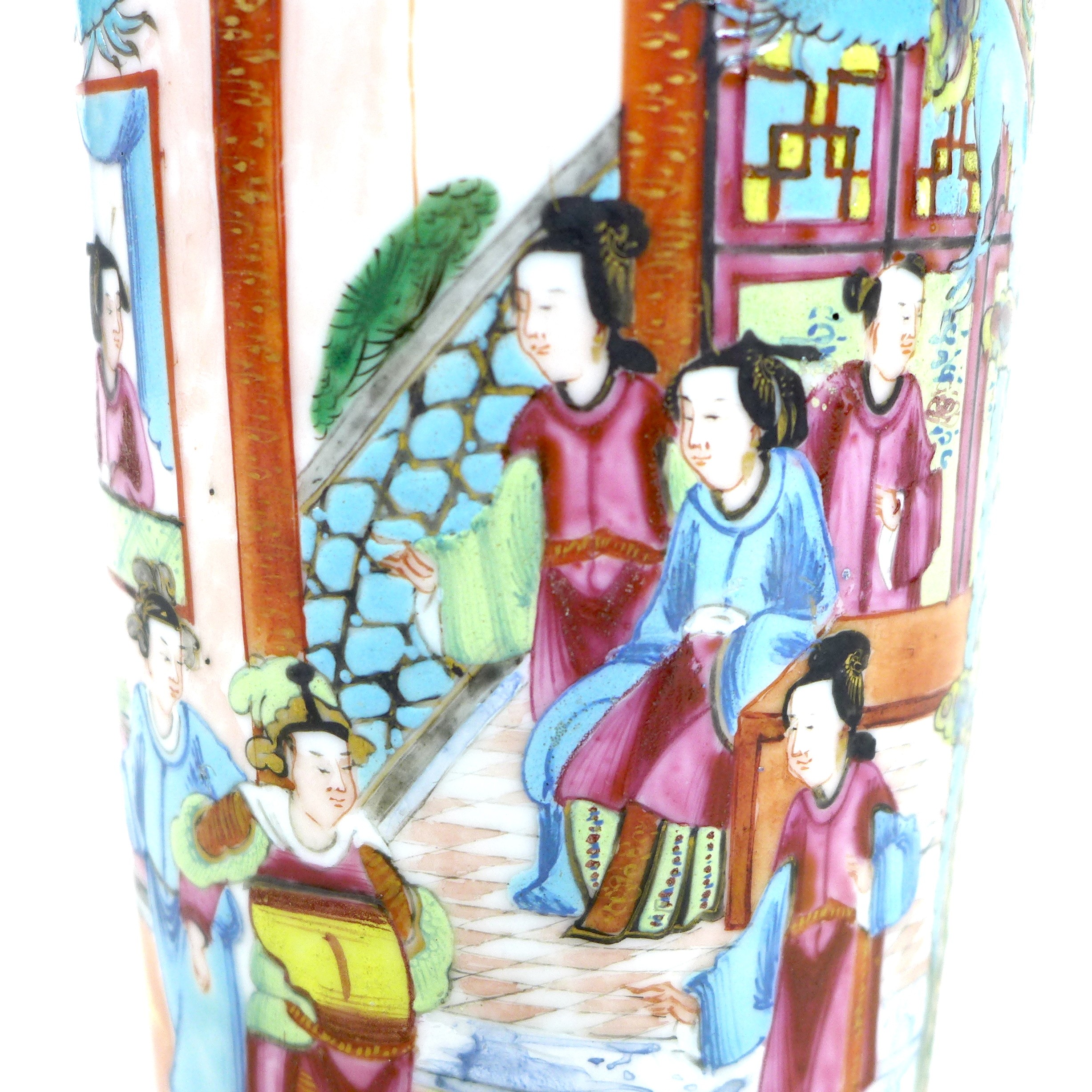 A Canton porcelain vase, Qing Dynasty, late 19th century, typically decorated with reserves of - Image 9 of 14