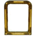 A late Victorian mirror, with gilt composition frame decorated with flowers, the rectangular plate