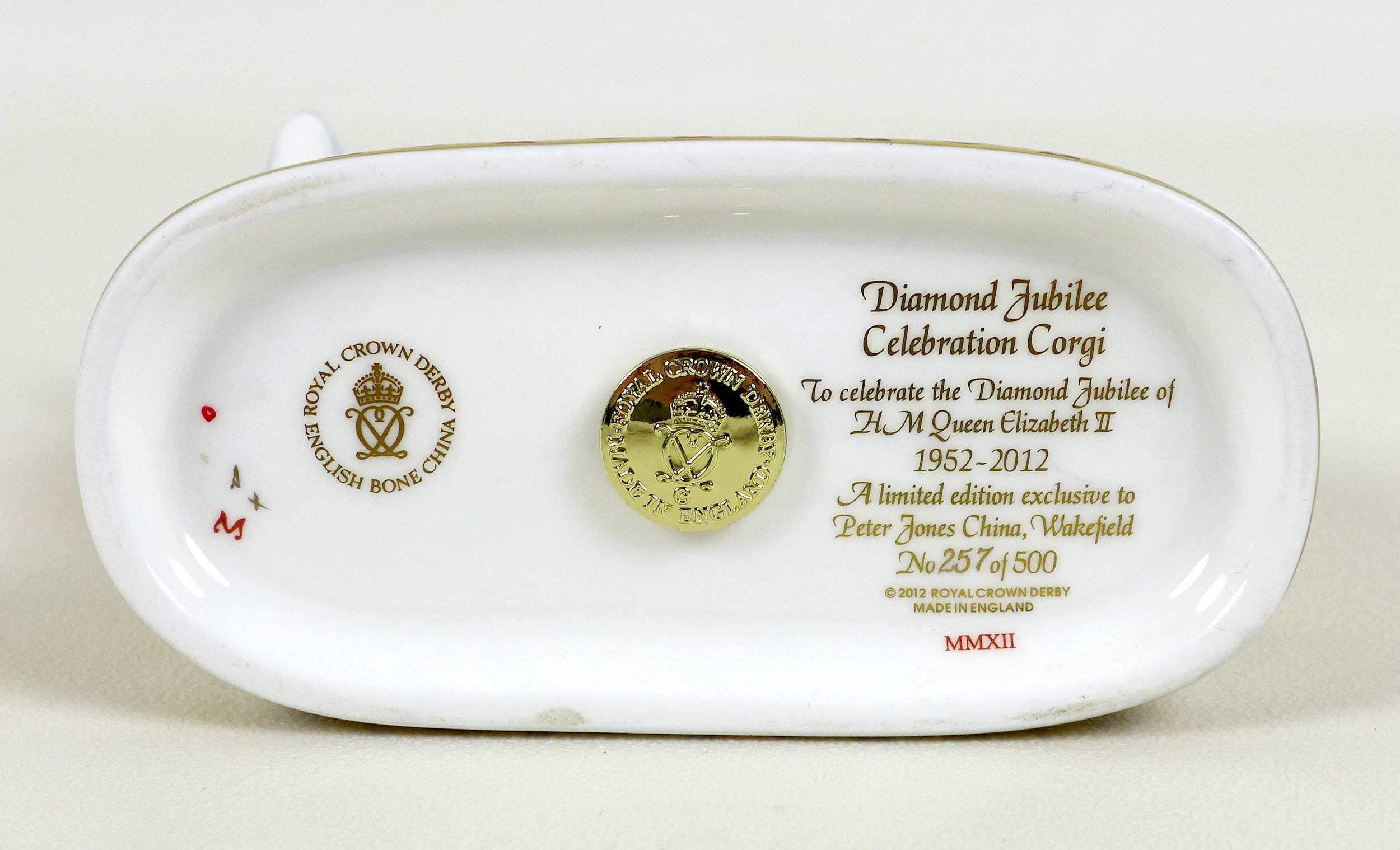 A Royal Crown Derby paperweight, modelled as 'Diamond Jubilee Celebration Corgi', To celebrate the - Image 7 of 8