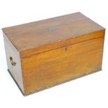 A Victorian mahogany chest, with brass plaque engraved 'Elizabeth Ernst 1879', metal carry handles