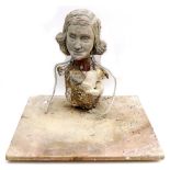Doreen Kern (British, 1931-2021): preparatory bust for Anne Frank (German/Dutch, 1929-1945)