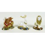 A group of three Royal Crown Derby paperweights, comprising three out of the four examples from