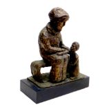 Doreen Kern (British, 1931-2021): a limited edition 'Father to son' bronze sculpture, signed and