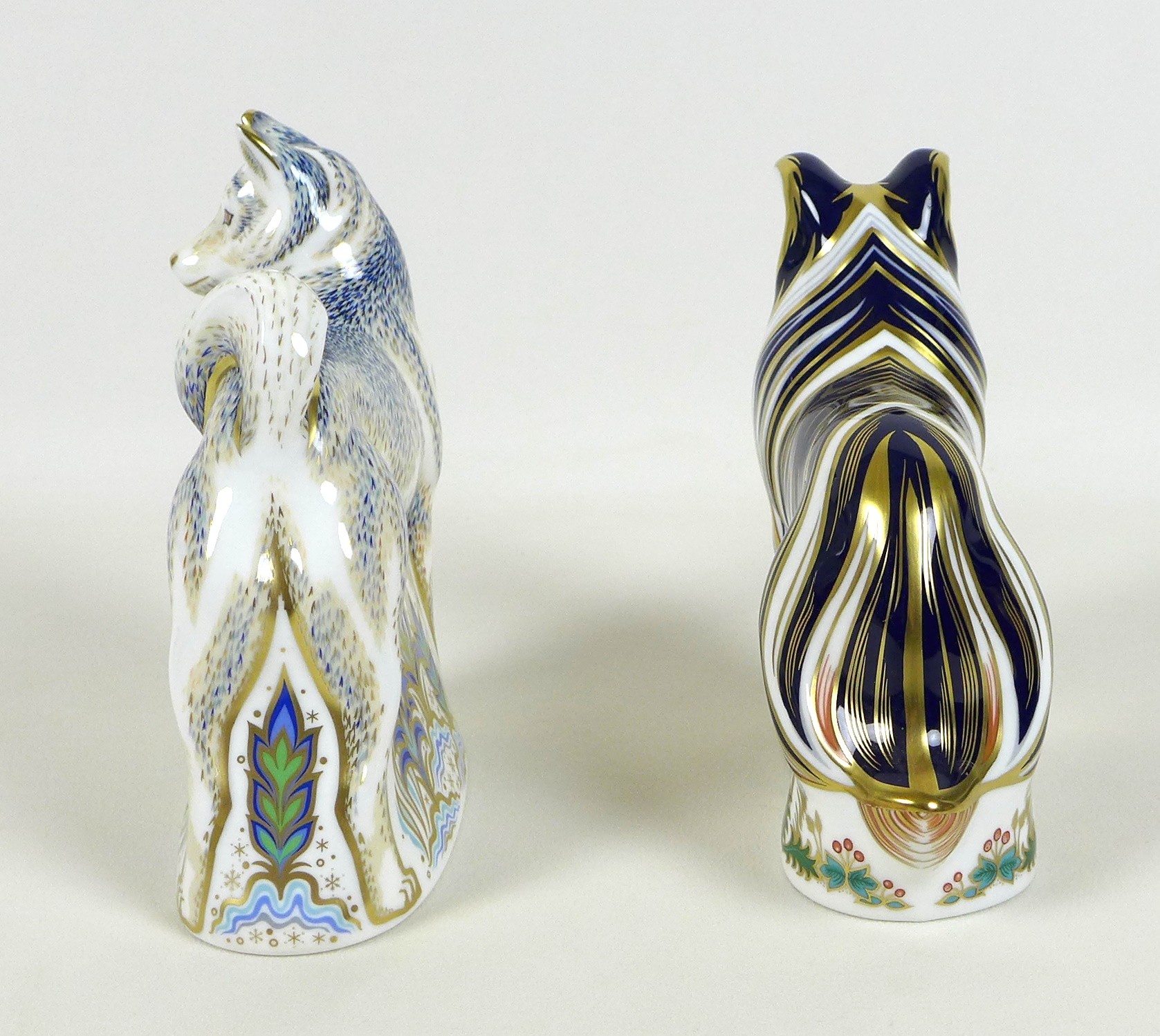 Two Royal Crown Derby paperweights, modelled as 'Rough Collie', MMIII, gold stopper, 14.5cm high, - Image 3 of 7