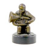 Doreen Kern (British, 1931-2021): a limited edition bronze sculpture of a seated tuba player, signed