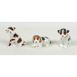 A group of three small Royal Crown Derby paperweights, all modelled as puppies, comprising '