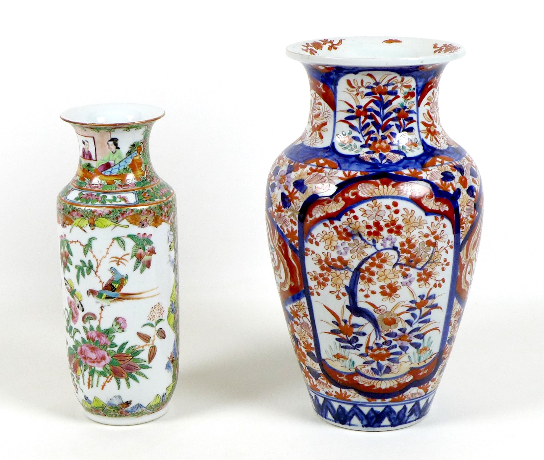 A Canton porcelain vase, Qing Dynasty, late 19th century, typically decorated with reserves of - Image 2 of 14