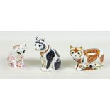 A group of three Royal Crown Derby paperweights all modelled as cats, comprising 'Sugar'