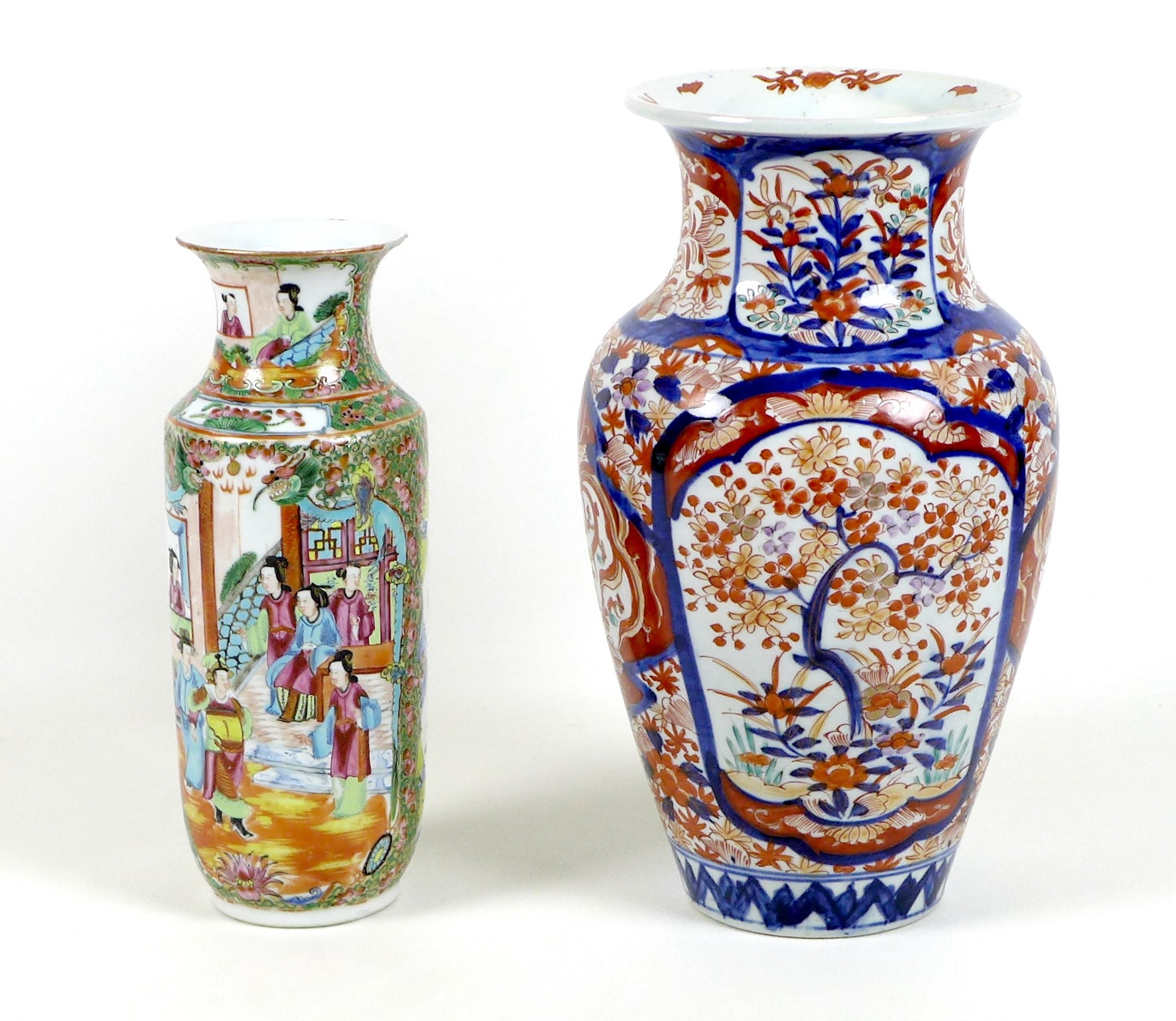 A Canton porcelain vase, Qing Dynasty, late 19th century, typically decorated with reserves of