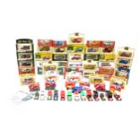 A large collection of model vehicles, including Corgi Village Collection, six Eddie Stobart Atlas