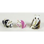 A group of three Royal Crown Derby paperweights comprising ?Imperial Panda Endangered Species for