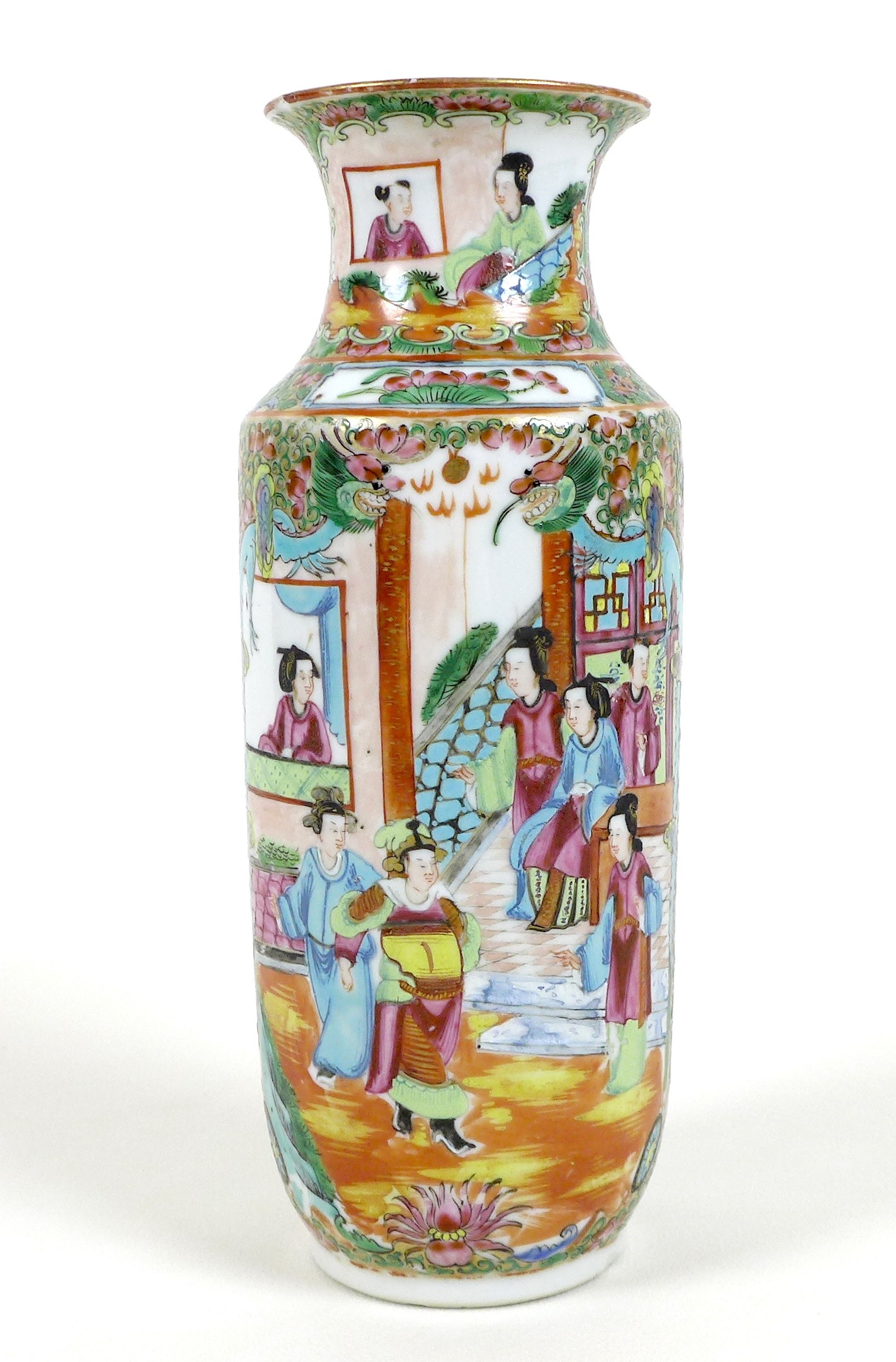 A Canton porcelain vase, Qing Dynasty, late 19th century, typically decorated with reserves of - Image 5 of 14