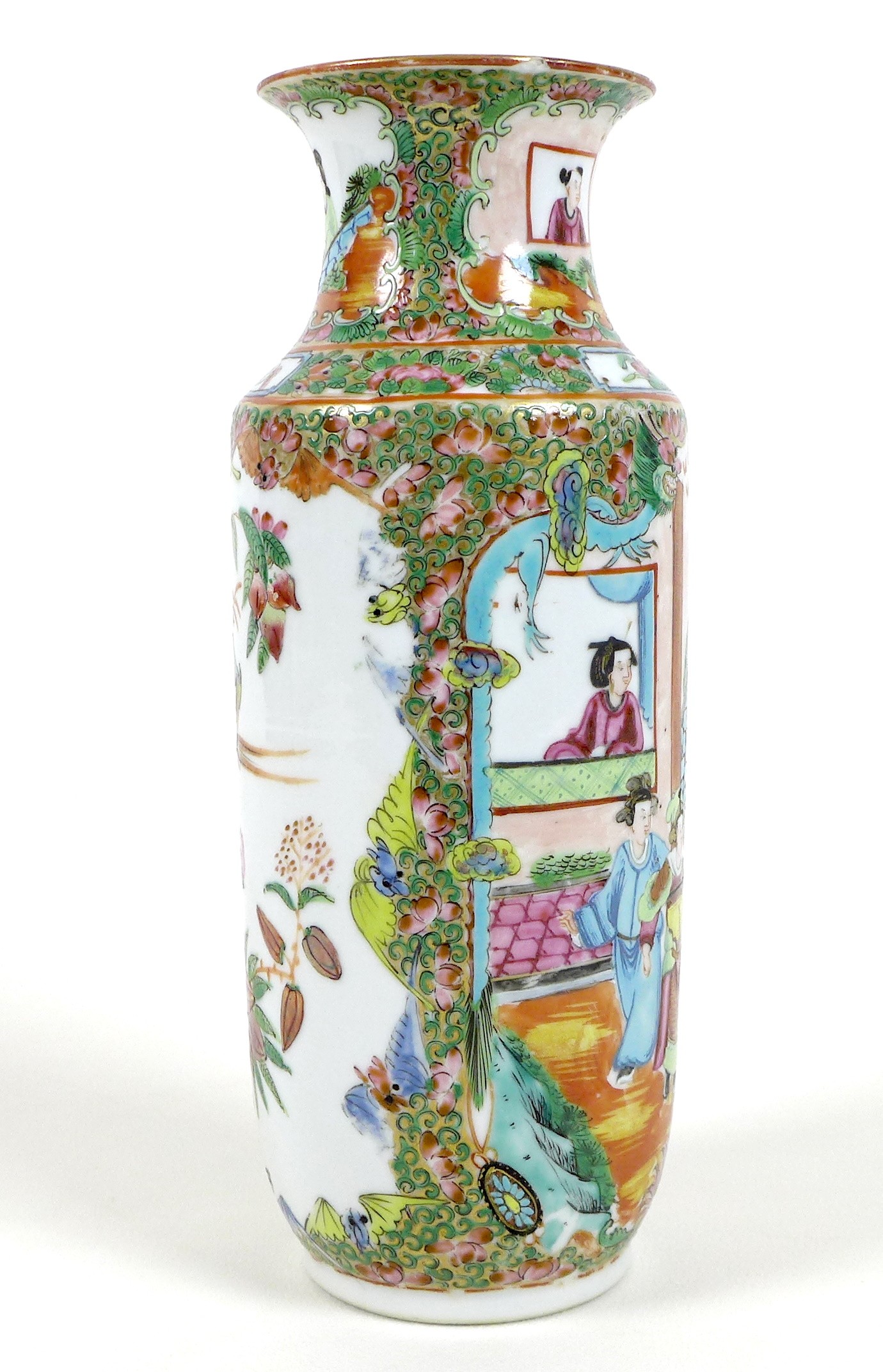 A Canton porcelain vase, Qing Dynasty, late 19th century, typically decorated with reserves of - Image 8 of 14