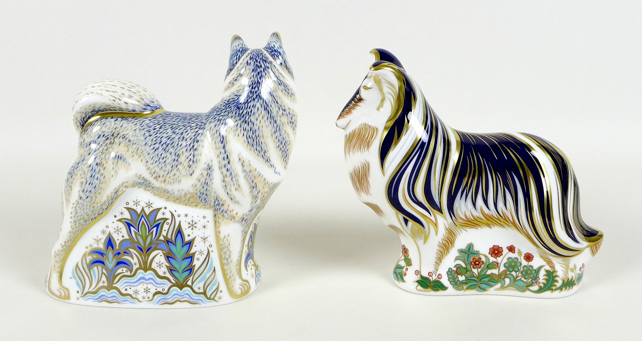 Two Royal Crown Derby paperweights, modelled as 'Rough Collie', MMIII, gold stopper, 14.5cm high, - Image 2 of 7