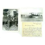 A signed photograph of Tryggve Gran, the first man to cross the North Sea by air (on the 30th July