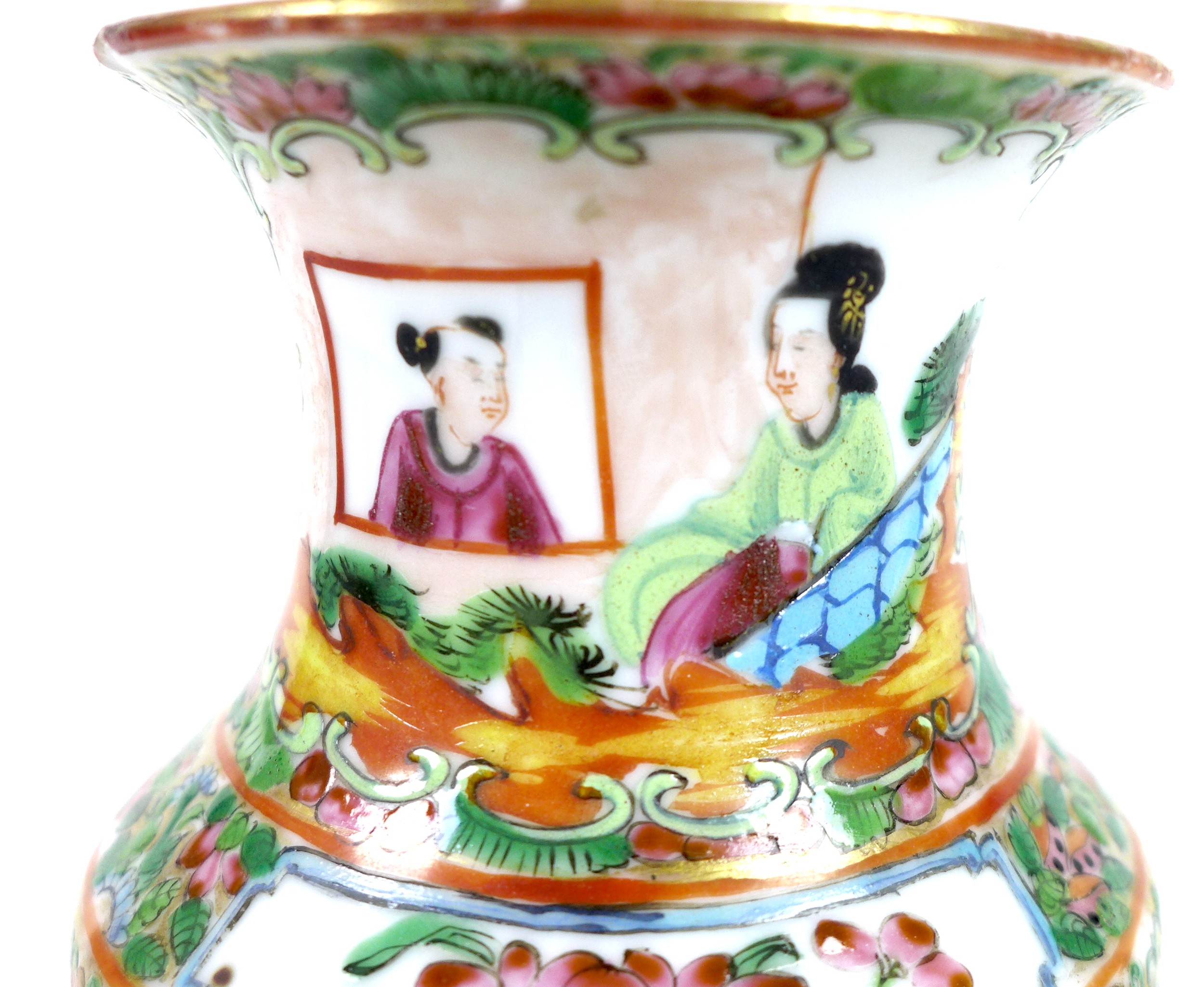 A Canton porcelain vase, Qing Dynasty, late 19th century, typically decorated with reserves of - Image 11 of 14
