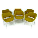 Six retro Conran chairs, with green upholstered backs and seats, raised upon chrome legs, 64.5 by 59