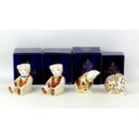 Four Royal Crown Derby paperweights, modelled as bears, comprising a Debonair Bear for Royal