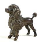 A late 19th / early 20th century novelty tape measure in the form of a poodle, remnants of gilding