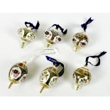 A group of six Royal Crown Derby Christmas decorations, comprising 'Imari Holiday Droplet Bauble',