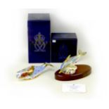 Two Royal Crown Derby paperweights, comprising a limited gold signature edition piece modelled as