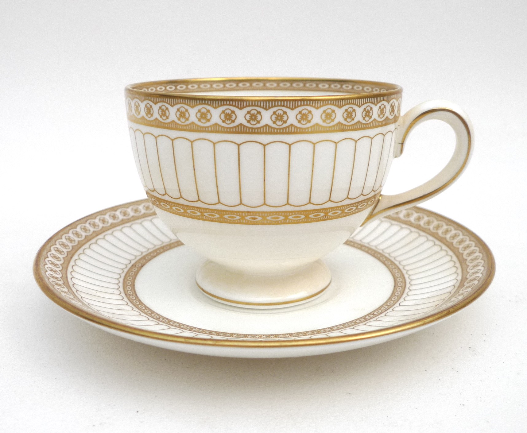 A Wedgwood part tea service, decorated in the 'Colonnade' pattern, W4339, comprising of eight cups - Image 2 of 6