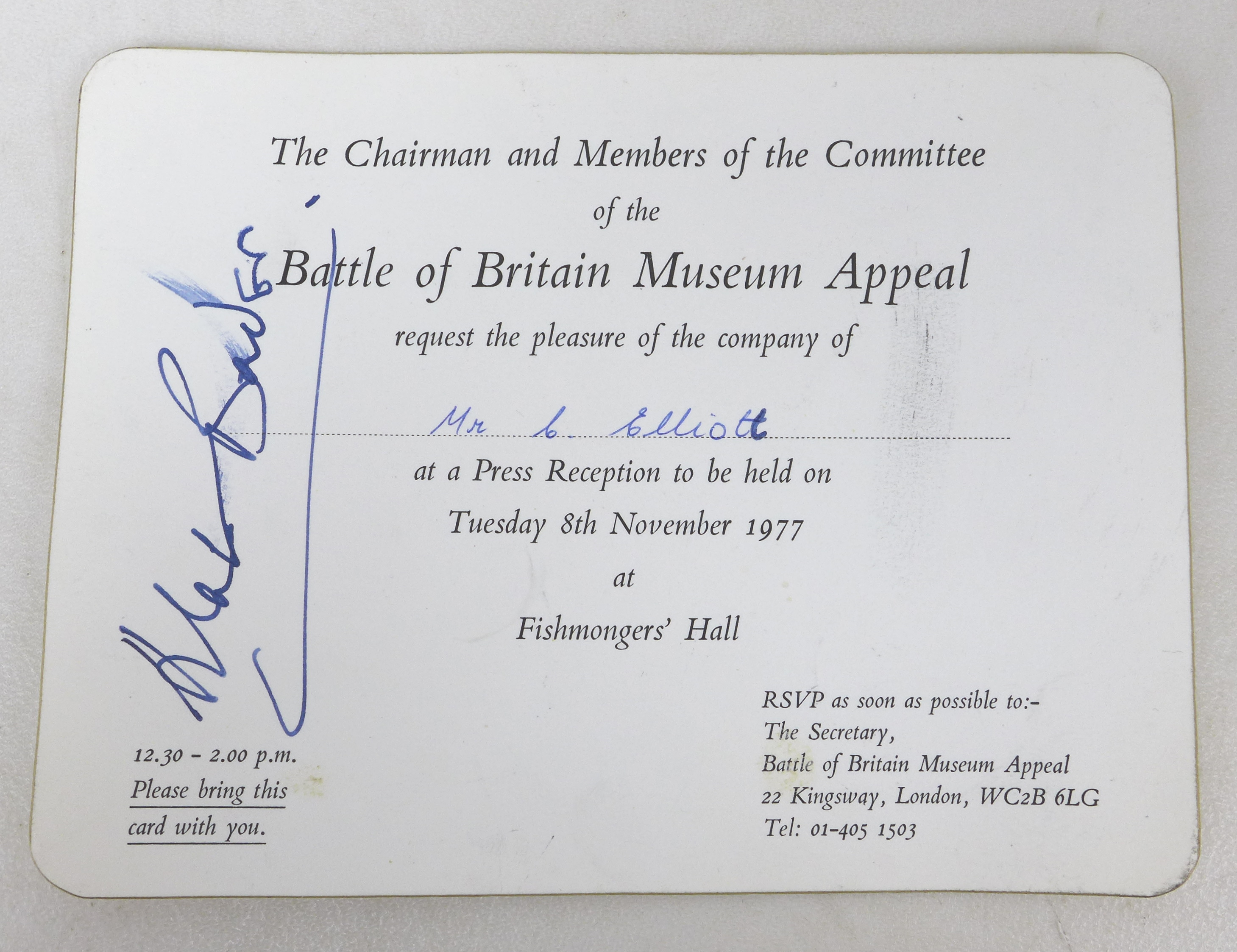 A collection of RAF WWII signatures, including Douglas Bader and Kenneth Christopher Doran, who - Image 8 of 8