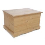 A late 20th century pine blanket box, 70 by 48 by 41cm high