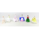 Six Royal Doulton and Coalport figurines of ladies, comprising three Royal Doulton, 'Holly' HN 3647,
