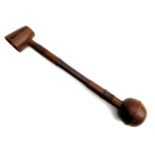 A 19th century ethnographic tribal club / ladle, carved wood with a rounded ball to one end and a