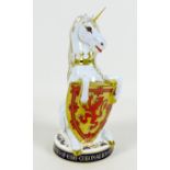 A Royal Crown Derby paperweight, modelled as 'The Queen's Beasts The Unicorn of Scotland', To