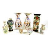 A group of Chinese and Japanese vases, comprising a Chinese sleeve vase, early 20th century,
