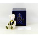 A Royal Crown Derby paperweight, modelled as a limited edition Harrods teddy bear, numbered 658 of