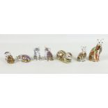 A group of seven Royal Crown Derby paperweights, all modelled as cats and kittens, all without