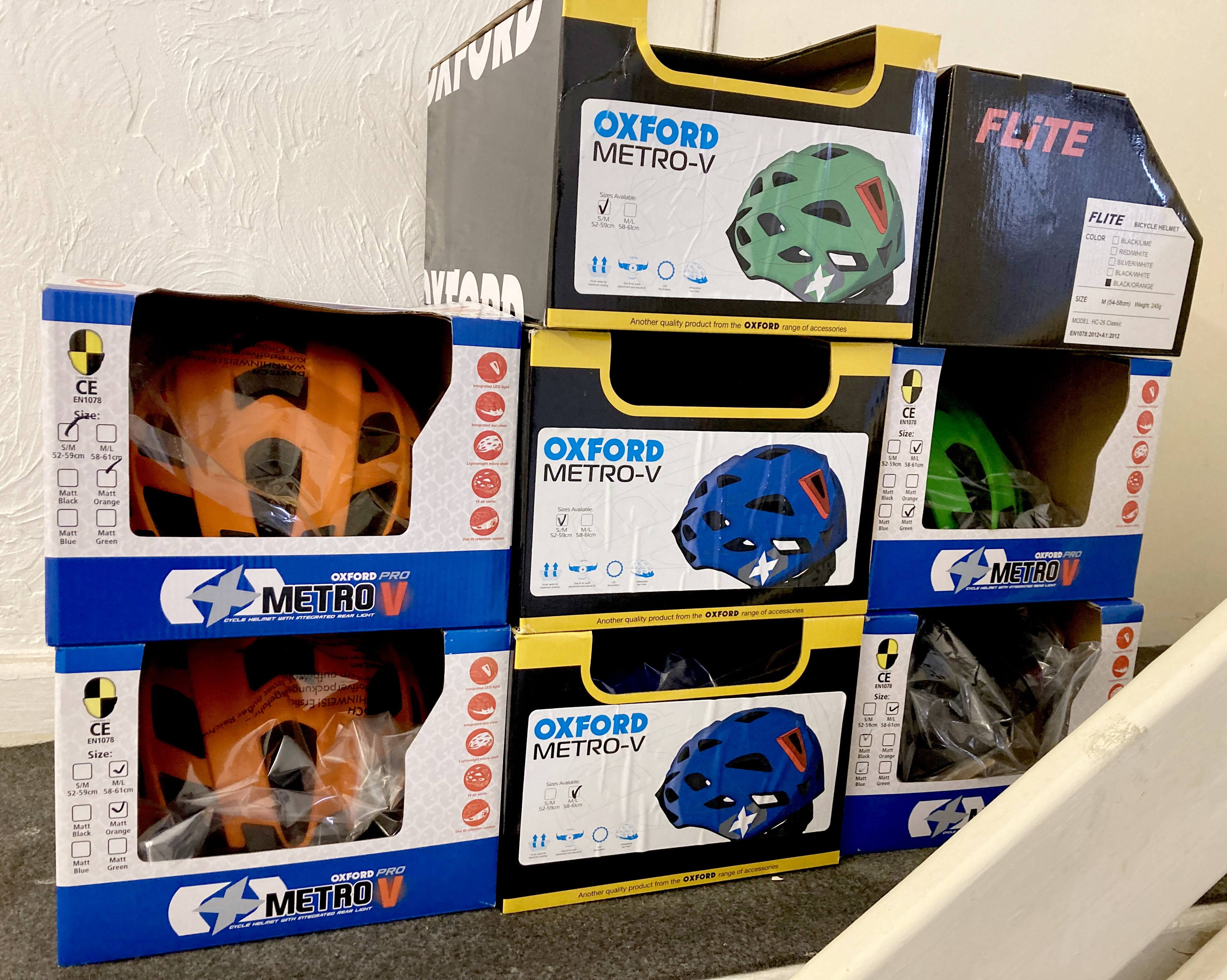 A group of eight boxed bike helmets, comprising seven Oxford Metro-V, and a Flite HC-26 Classic, - Image 2 of 5