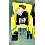 A Bellelli Little Duck Reflex yellow rear fixed mount child's seat.