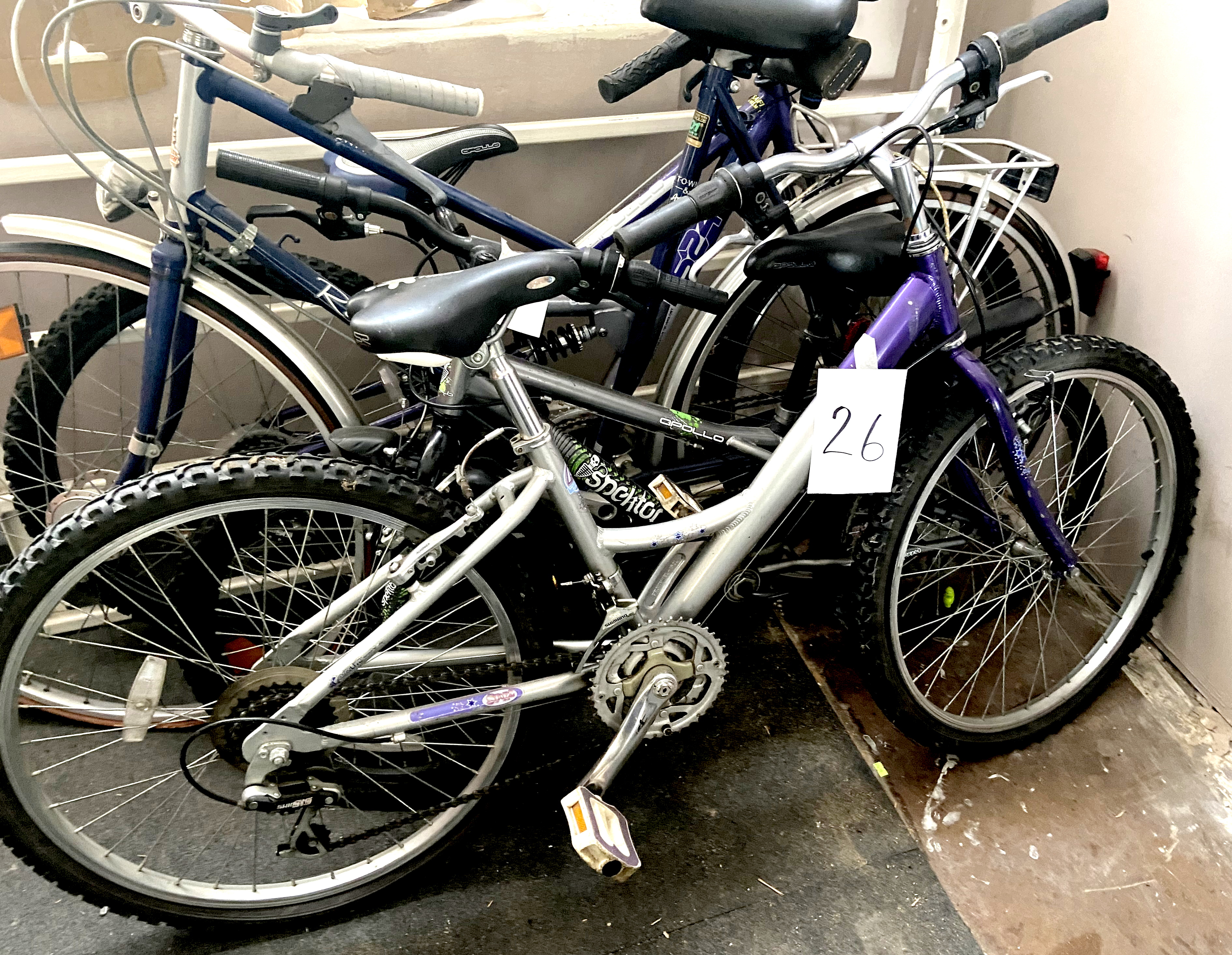 A Raleigh silver and blue painted child's bike.