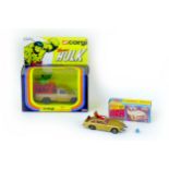 Two Corgi Toys die-cast model cars, comprising 'The Incredible Hulk' 264, with Hulk figure, cage and
