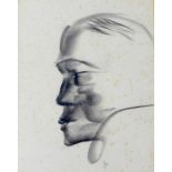 Jean Shepeard (British, 1904-1989): a charcoal portrait of actor Clive Brook (1887-1974), signed