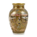 A good Japanese Satsuma pottery miniature vase, by Ryokuzan, Meiji period, of ovoid form with flared