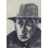 Jean Shepeard (British, 1904-1989): a charcoal portrait of the actor Sir Alec Guinness (1914-
