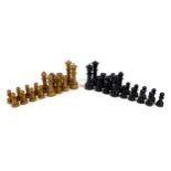 A composite large sized late 19th century Northern Upright / Edinburgh Upright chess set